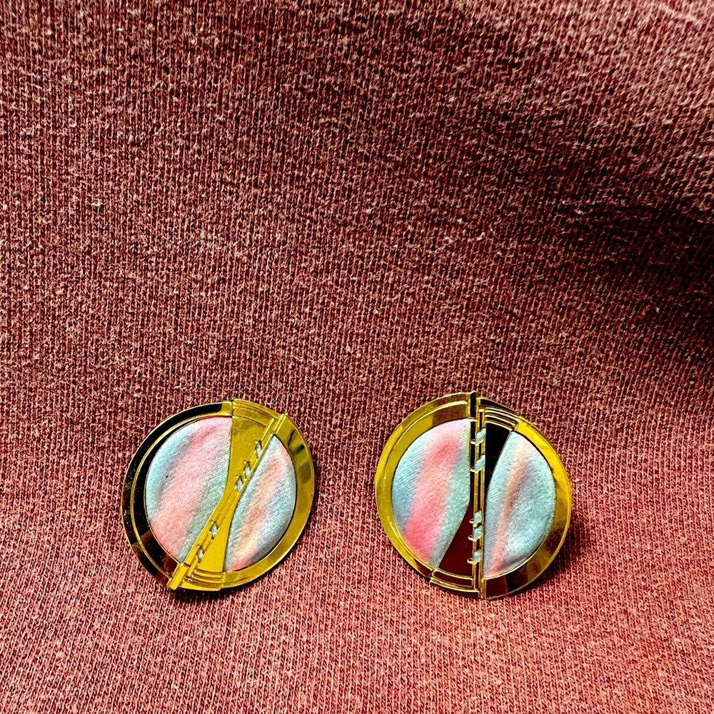 Vintage Kyle McKeown Hand Painted Silk Earrings
